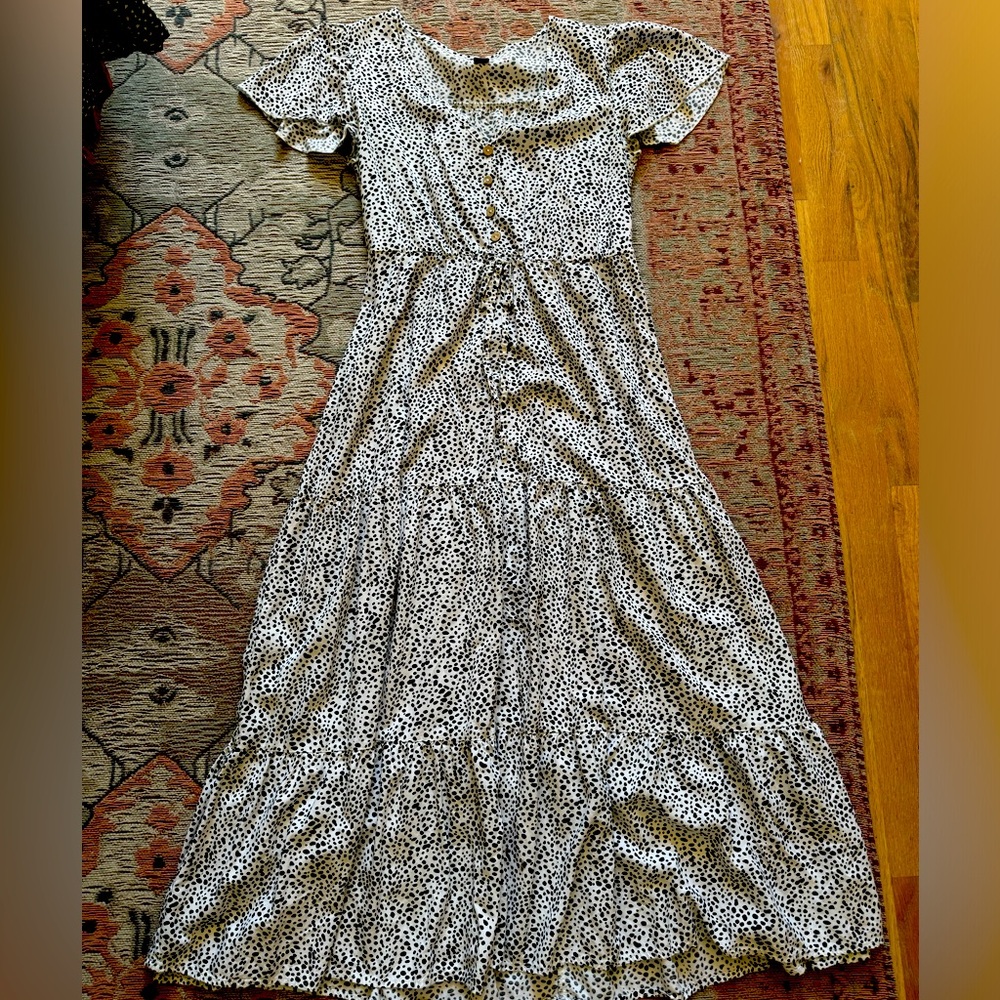 White black polka dot dress